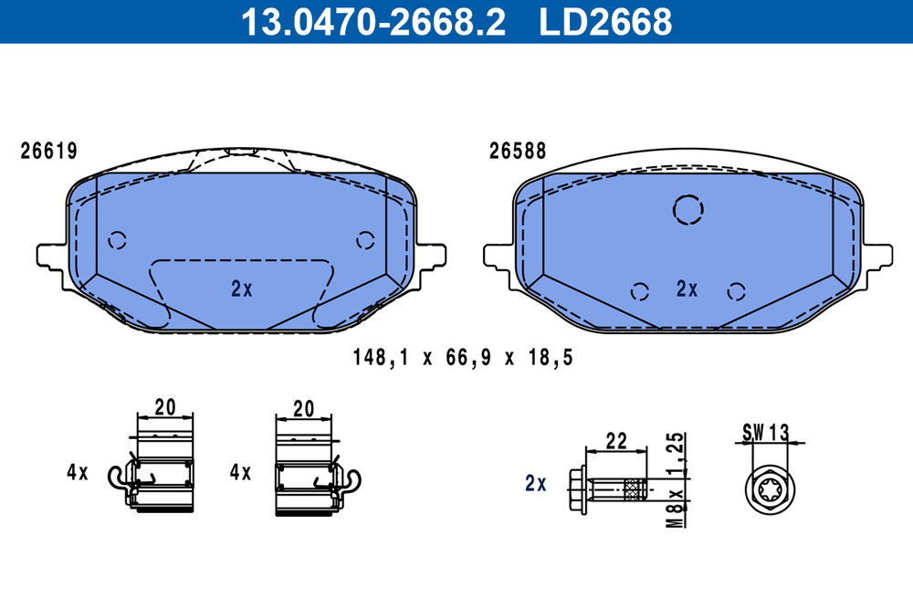 ATE - 13047026682-ATE - Brake Pad Set, disc brake