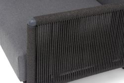 "Джелло" кресло плетеное из роупа, каркас алюминий темно-серый (RAL7024) муар, роуп темно-серый круглый, ткань темно-серая 027