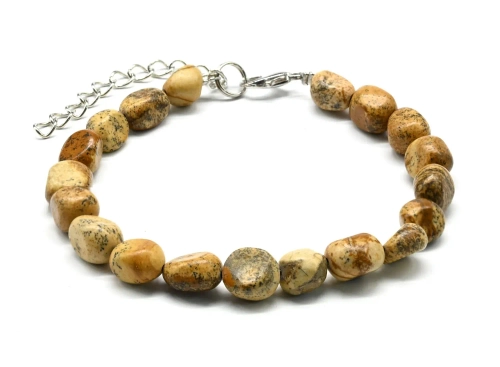 Браслет из яшмы бежевой галтовка 7*10мм, 19см