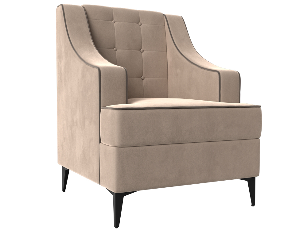 Кресло Марк, Бежевый\Коричневый, Велюр, 111865