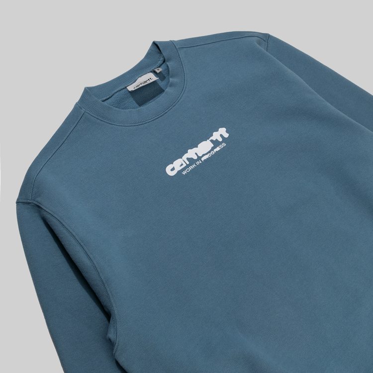 Толстовка мужская Carhartt WIP Ink Bleed Sweatshirt артикул:I032866_vancouver_blue_white - купить в магазине Дайс