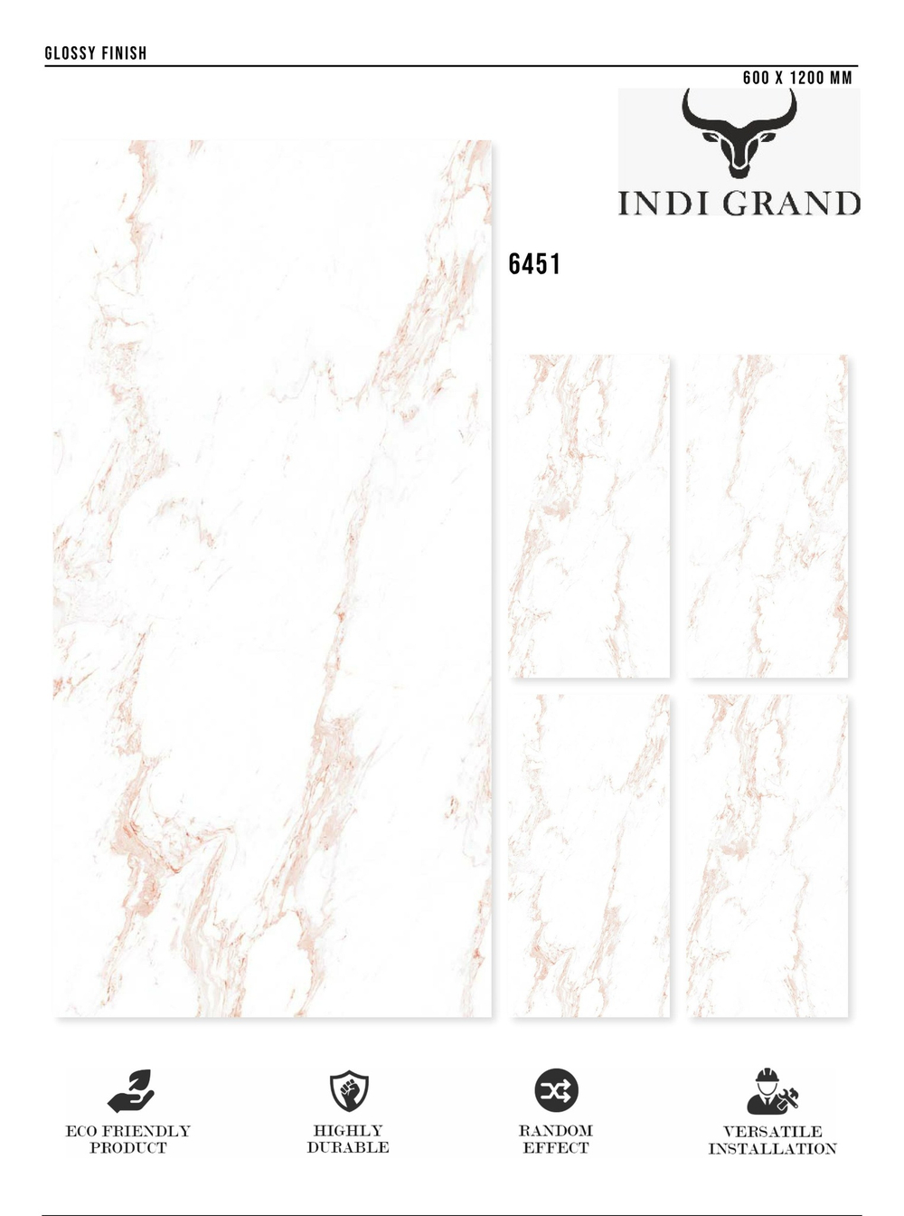 Керамогранит glossy №6, 60х120, 6451