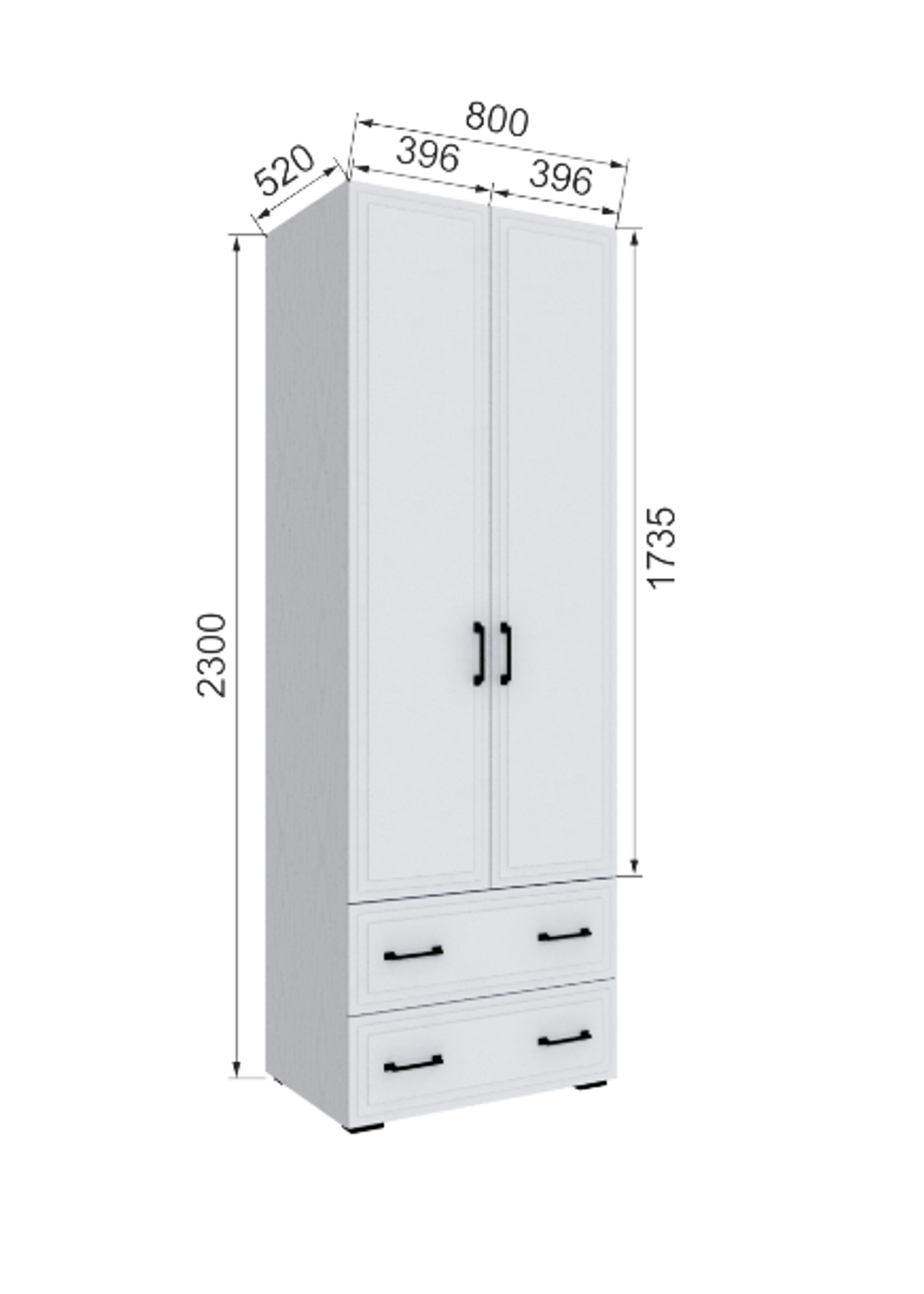 Шкаф с 2 ящиками без зеркала Бруклин 80Ш