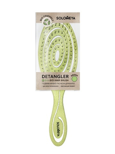 [Solomeya] Подвижная био-расческа для волос ЗЕЛЕНАЯ Detangling Bio Hair Brush Green, 1шт
