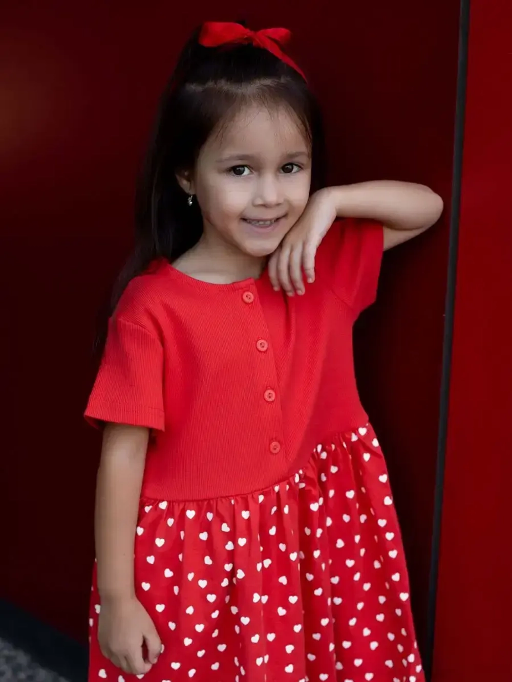 Платье в садик для девочки с коротким рукавом