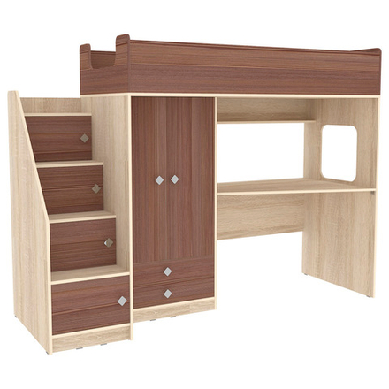 Кровать-чердак КарИВи Л-А606.3 75х190 Дуб Сонома Бодего Темный