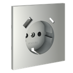 Накладка для розетки с заземлением и защитными шторками, с USB A+C, S70 (сталь)