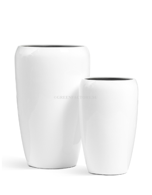 Кашпо TREEZ Effectory - серия Gloss - Высокий округлый конус - Белый глянцевый лак