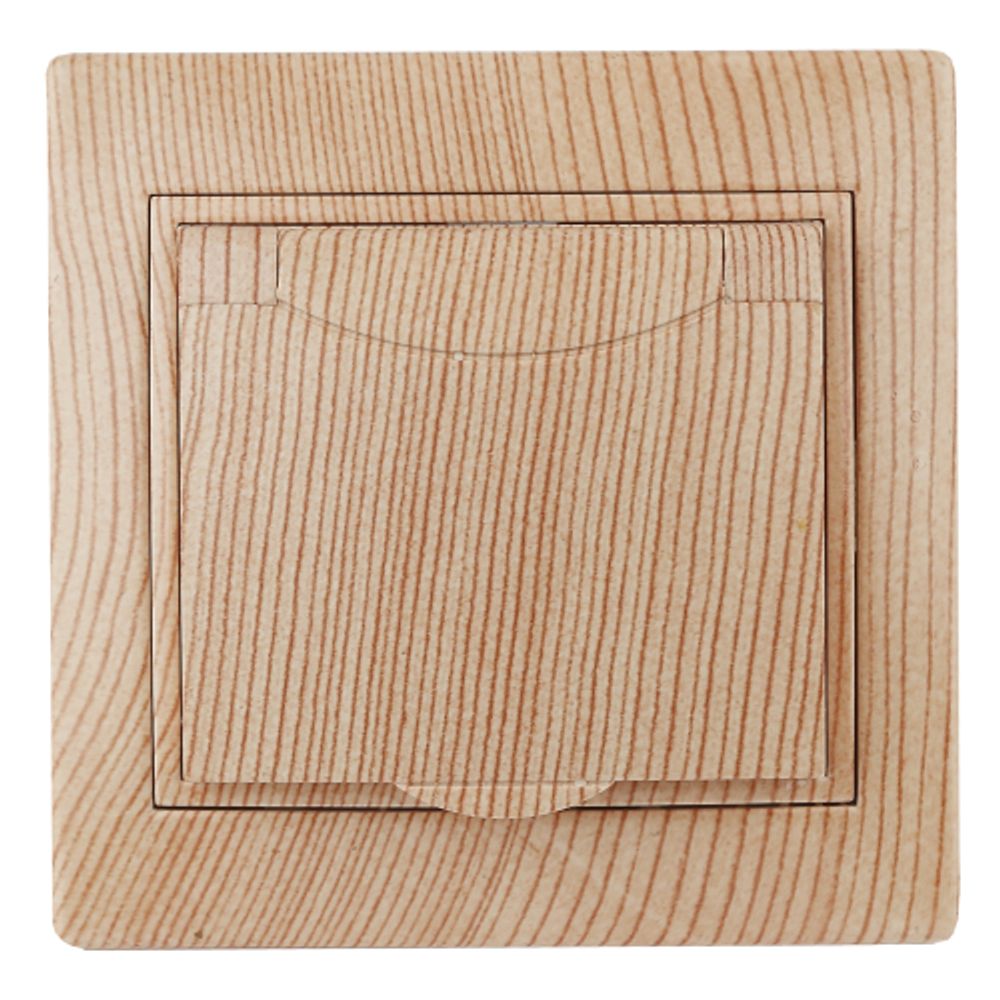 1-203-11 Intro Розетка 2P+E Schuko с крышкой, 16А-250В, IP20, СУ, Plano, сосна | Intro Plano Сосна