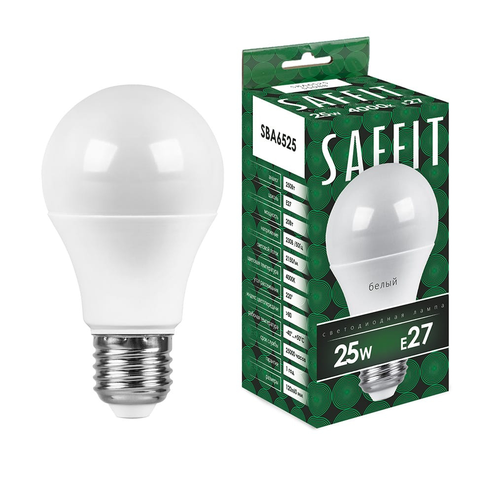 Лампа светодиодная LED SAFFIT груша SBА6525 25W Е27 А65 4000K 2150Лм