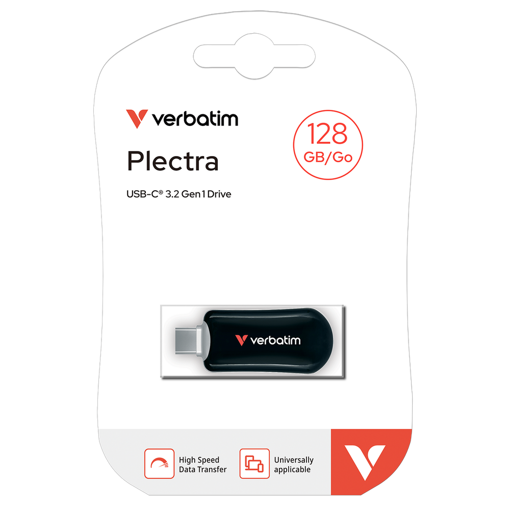 Внешний накопитель Verbatim Plectra USB 3.2 Gen1 Type-C 128GB, R 100 МБ/с
