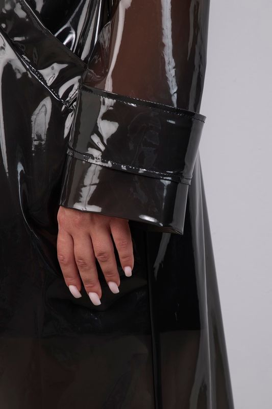 Тренч двубортный прозрачный, графит