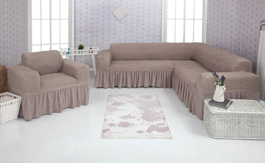 Комплект чехлов на угловой диван с креслом, цвет Капучино