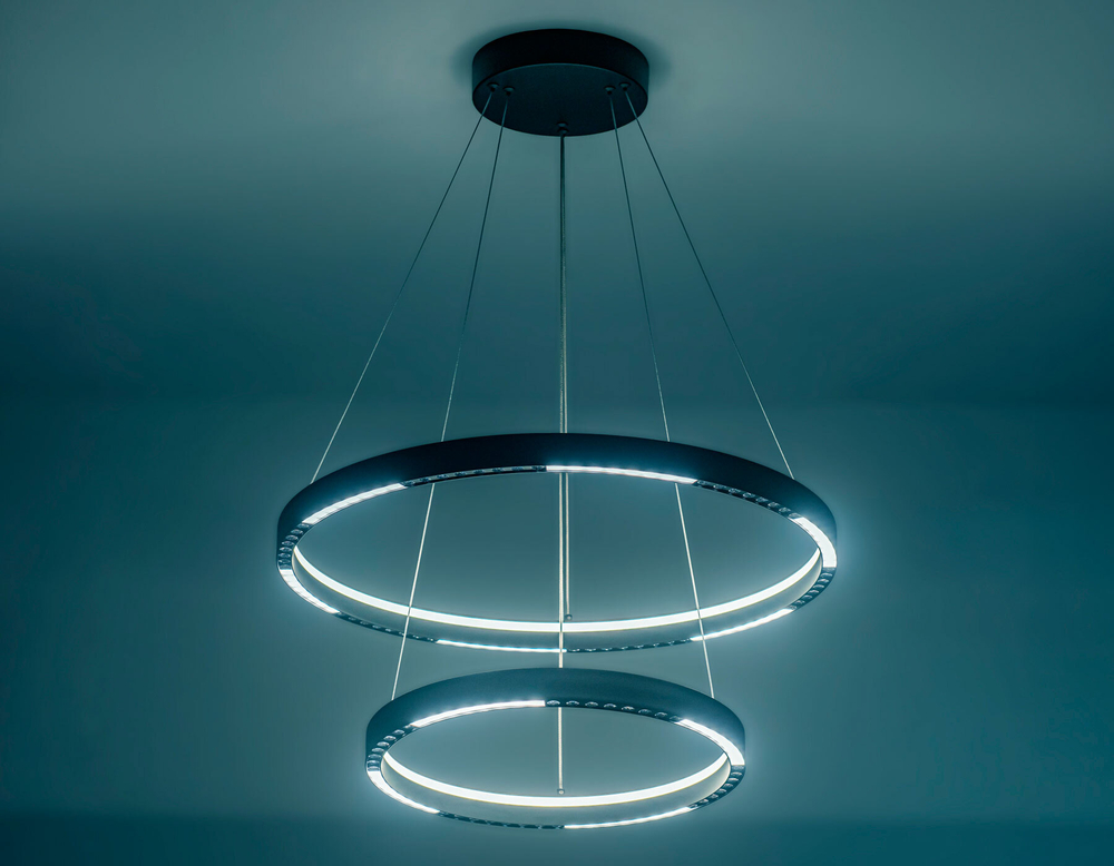 Светильник подвесной светодиодный FL5865/2 BK черный 45W 3000K/4200K/6400K D600/400*830 (без ПДУ)