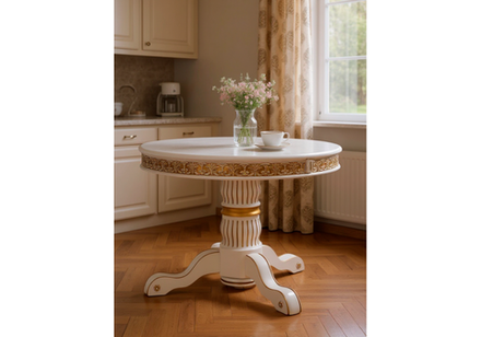 Стол деревянный Woodville Лорд молочный, золотая патина