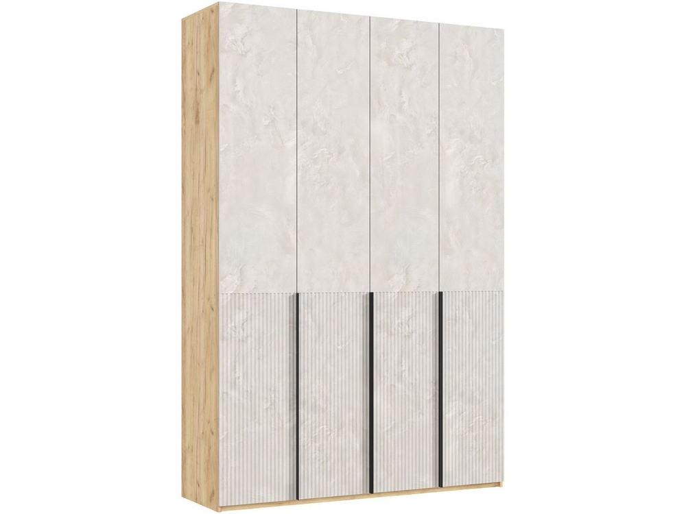 Шкаф для одежды распашной с полками и штангой 3 створки Браш Вайт/Дуб Крафт 120х 51х 240 см