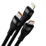 Кабель Baseus Flash Series Ⅱ One-For-Three Fast Charging Data Cable USB to M+L+C 100W 1.2m - Black