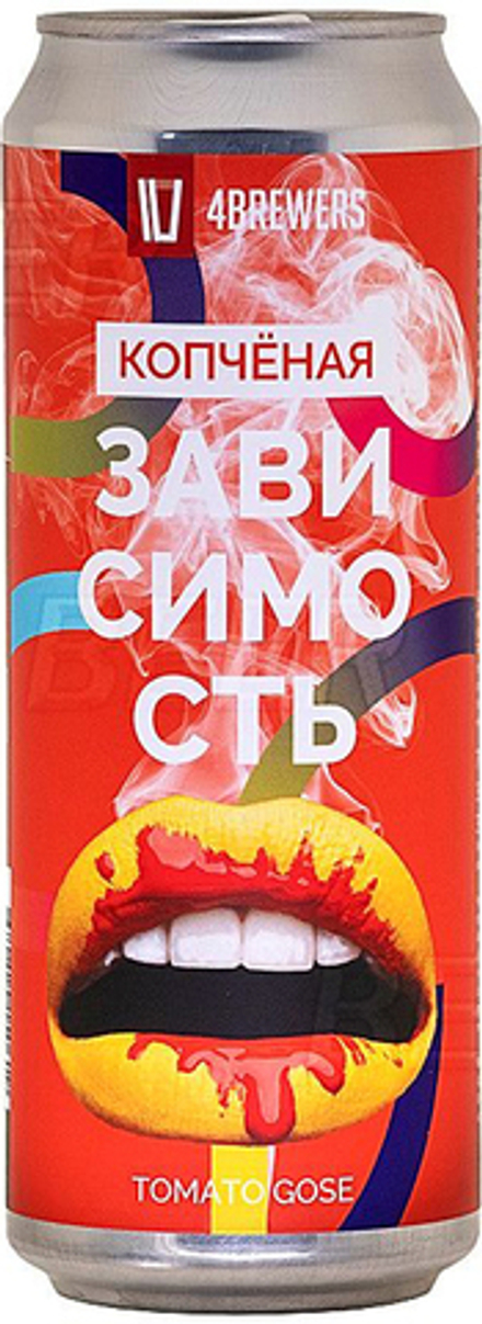 Пиво Четыре пивовара Зависимость Копченая / 4BREWERS Zavisimost Kopchenaya 0.45 - банка