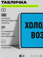 Табличка для обеспечения безопасности "Холодный воздух", для производства, предприятия, организаций, 40х30 см, Silver Plane x Айдентика Технолоджи
