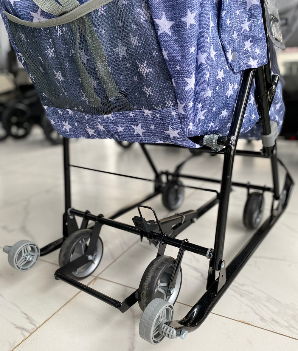 Коляска комбинированная «Наши детки» 6 со звездами джинс (арт. НДТ6/3)