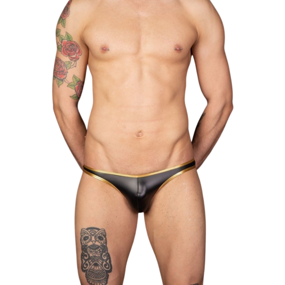 Мужские трусы слипы черные с золотой окантовкой Cosmos Colors MR20_BG