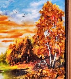 AMB-74/ 3 Картина «Красота природы» (с янтарной крошкой) дер.краш.рамка 12х15