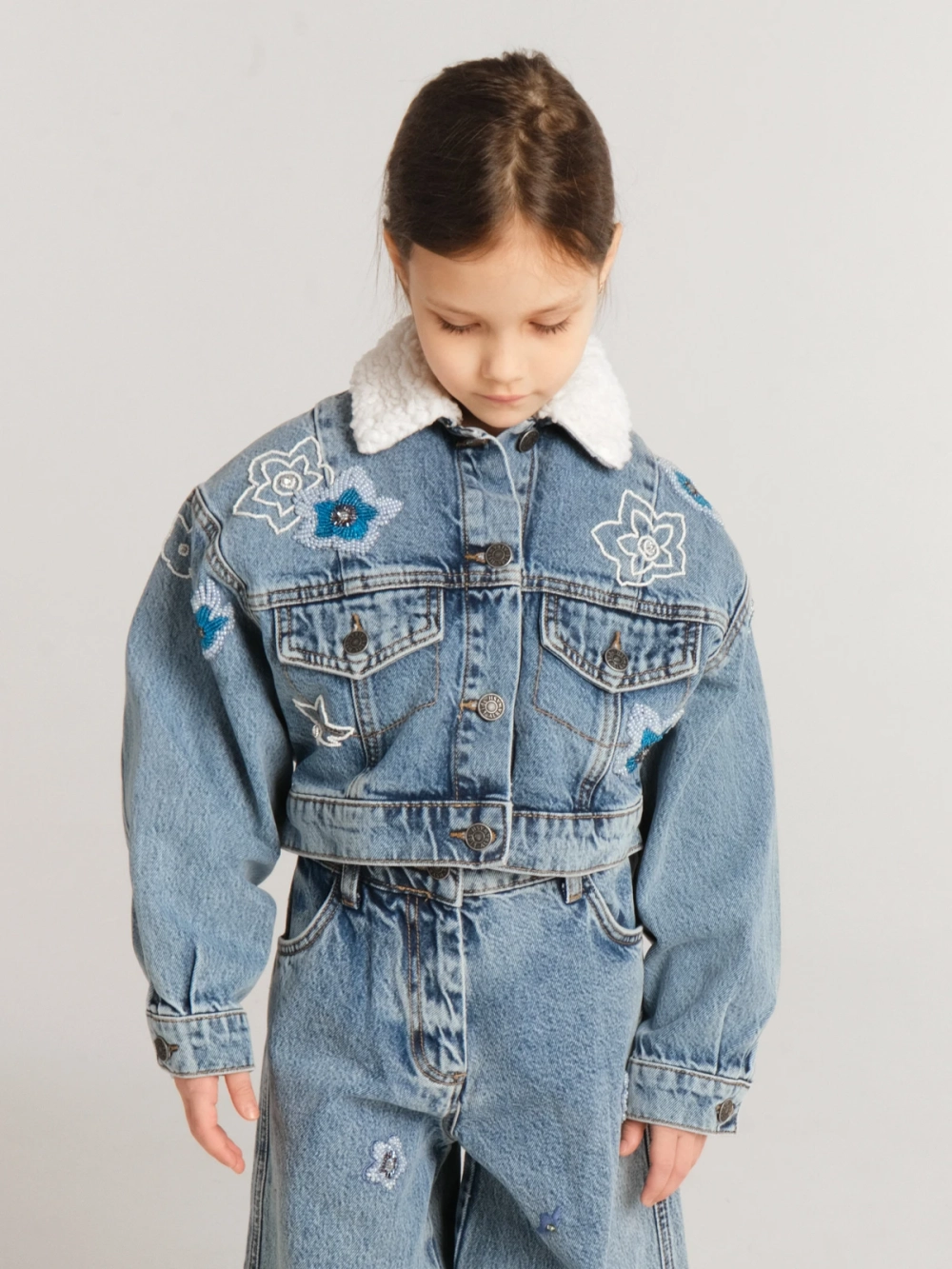 Жакет джинсовый с мехом NEZABUDKA CHILD, синий