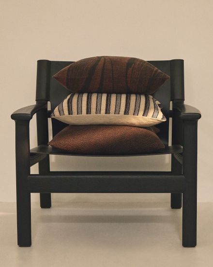 Чехол для подушки Frilo из коричневого хлопково-льняного жаккарда 50 x 50 см