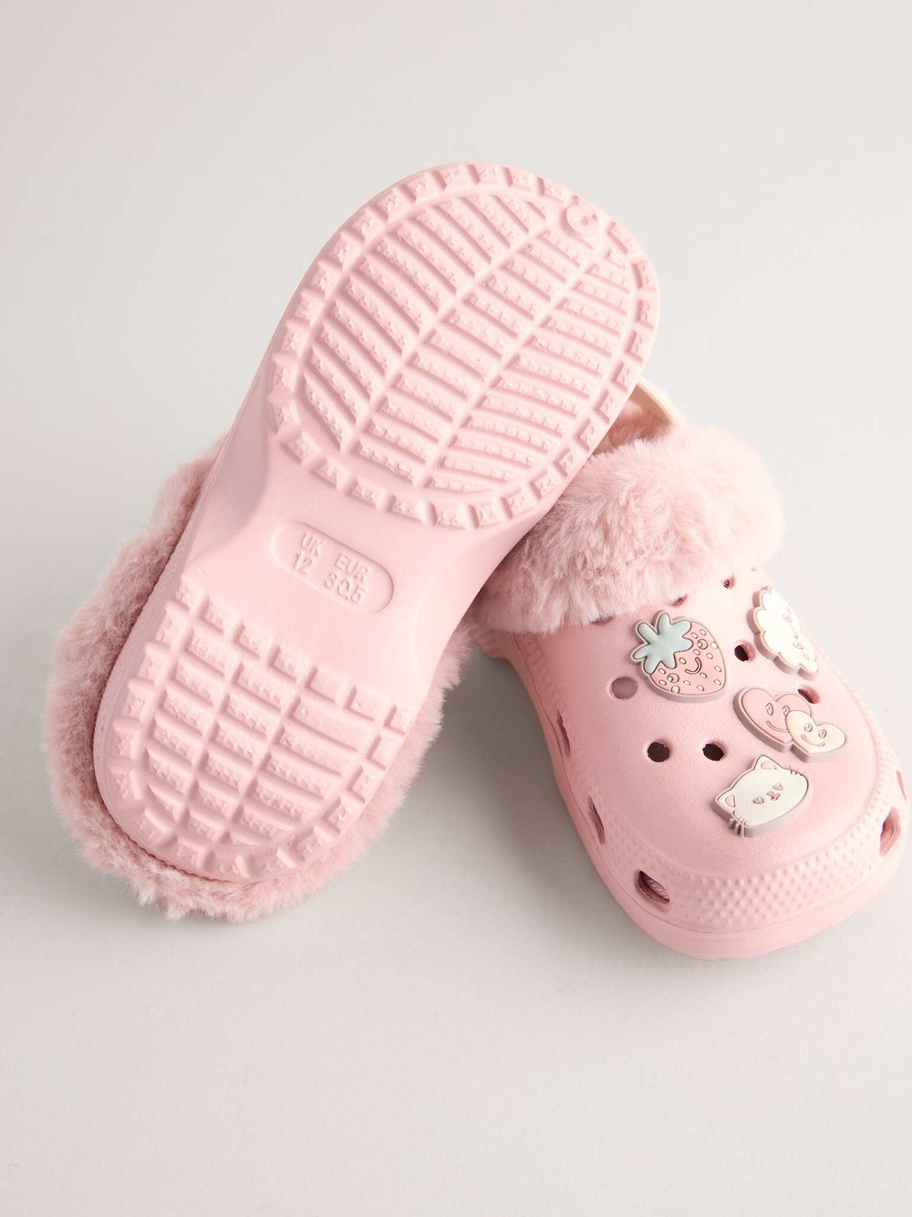 Сабо с искусственным мехом для девочки Next AB8-925, Розовый