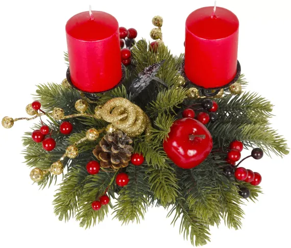 Подсвечник Богемия с декором на 2 свечи, 35 см., Литая+ПВХ, ЕлкиТорг (52037)