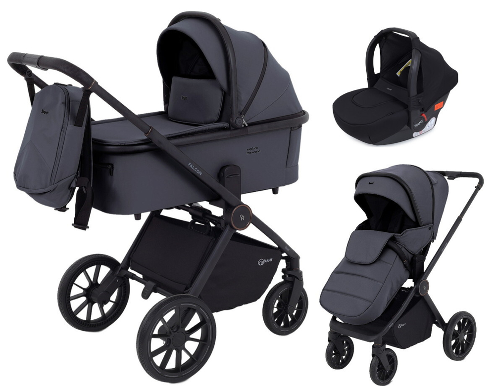 Детская коляска Rant Falcon Neo 3 в 1 с автокреслом Cruise Black Graphite