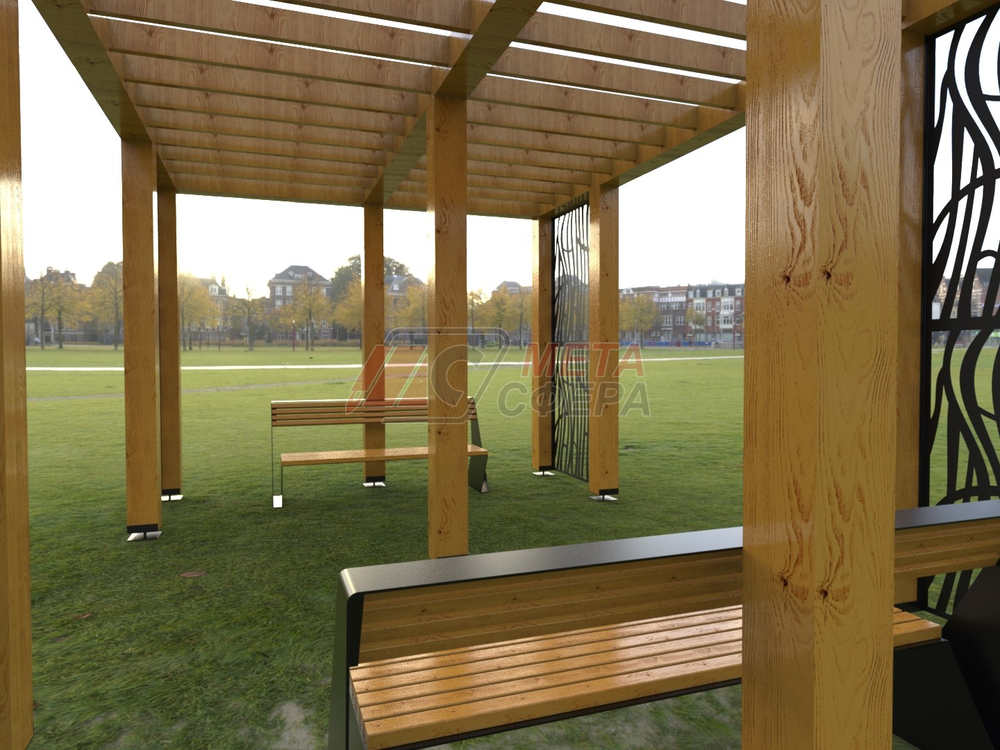 Беседка с резными панелями