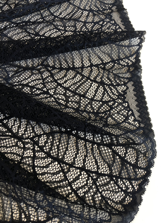 Кружево черное, 25см, стрейч, AF1389