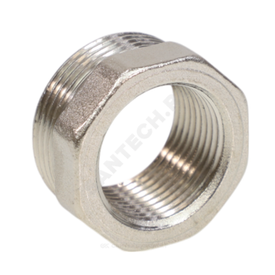 Футорка латунь никель Ду 15х10 (1/2"х3/8") НР/ВР VALFEX VF.581.N.012.038