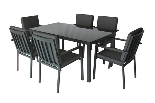 Набор мебели Эдмонд арт.GS065 серый, серый 3 уп. (стол 1кор.+6 стульев (штабель с под.)+под.в кор.) "Garden story"