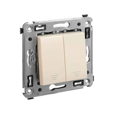 Кнопка двухклавишная в стену, "Avanti", "Ванильная дымка"