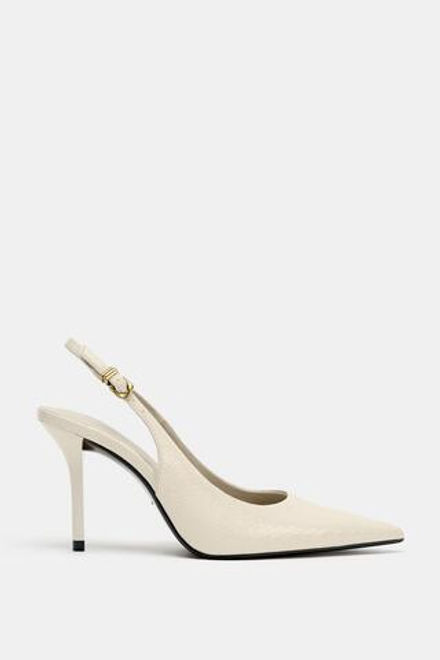 ZARA ТУФЛИ-МЮЛИ С РЕЛЬЕФНЫМ УЗОРОМ, ЭКРЮ