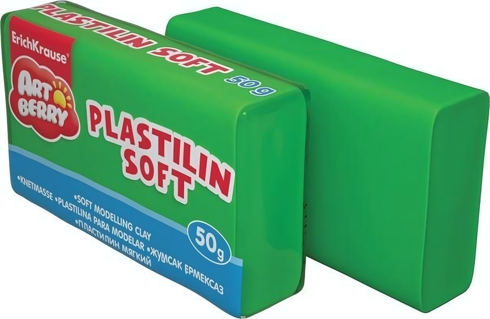 Пластилин мягкий "Artberry" зелёный, 50 гр (ErichKrause) (Комплект 6шт.)