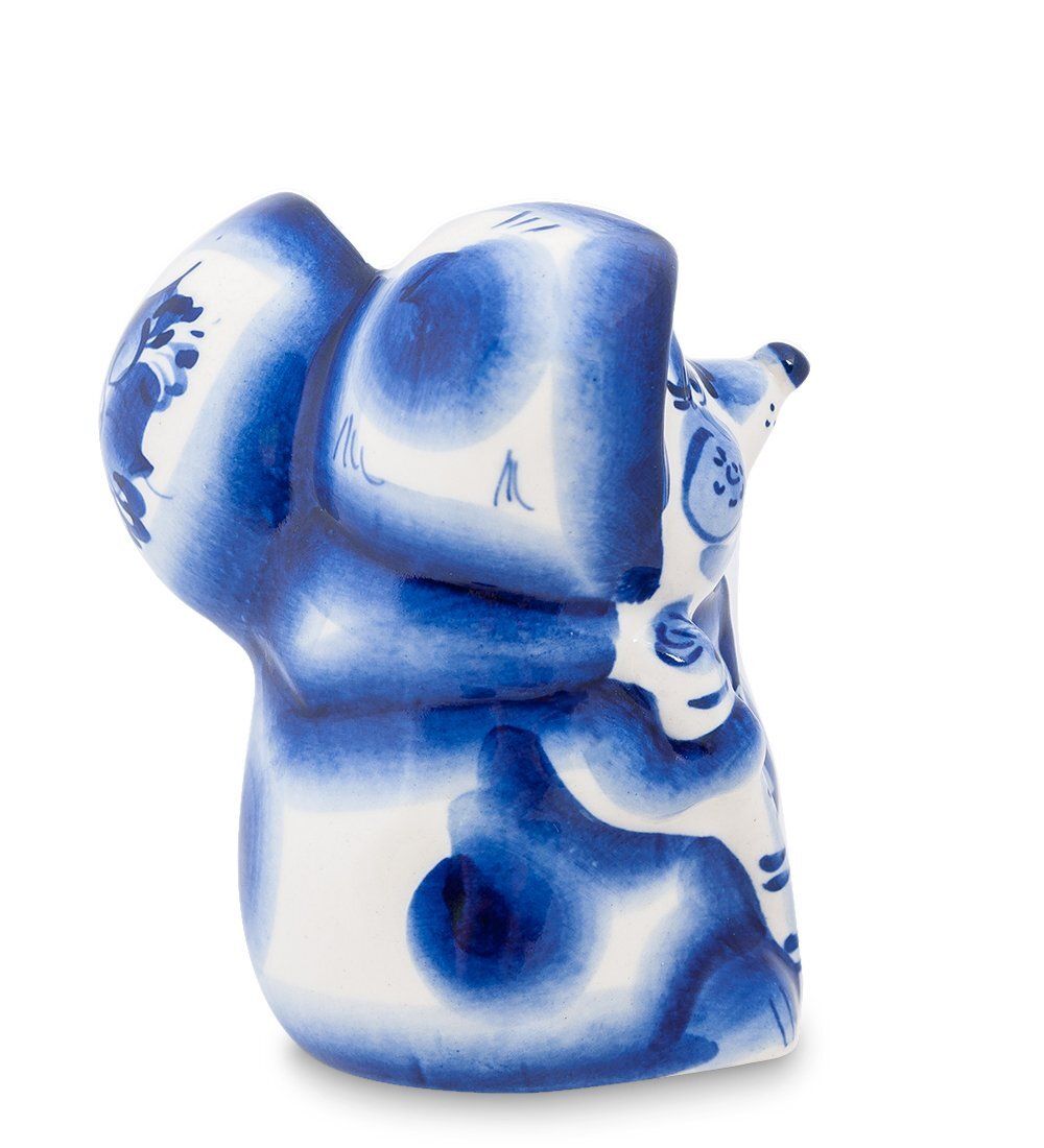 ГЛ- 133 Фигурка «Еж с грибом» (Гжельский фарфор)