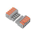 Клемма СМК 222-425R проходная разъемная 5 полюсов серая 0,2-2,5/4мм² (20 шт/уп) REXANT