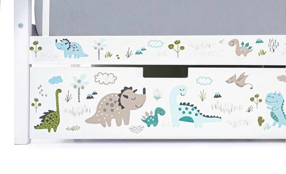 Детская кровать тахта Бельмарко Svogen белый динозаврики