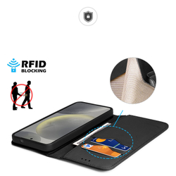 Чехол книжка из натуральной кожи с защитой RFID от Dux Ducis для Samsung Galaxy S25+, серия Hivo Series Case