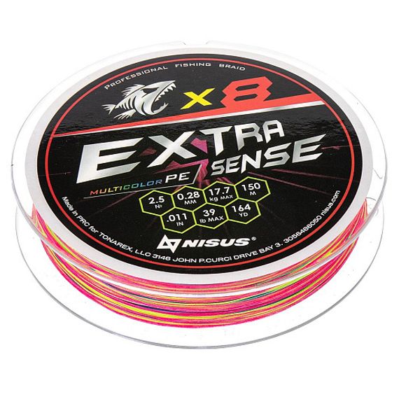 Шнур Extrasense X8 PE Multicolor 150m 2.5/39LB 0.28mm (N-ES-X8-2.5/39LB) NISUS