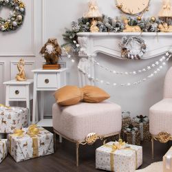 Банкетка Monstera Deliciosa (Монстера) Квадро Айвори Мраморное золото