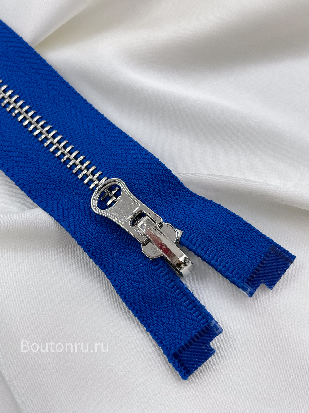 Молния синяя серебро с перекидным бегунком