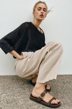 ZARA СВИТЕР С ШИРОКИМИ РУКАВАМИ, СИНИЙ/ЧЕРНЫЙ