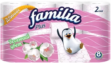 Туалетная бумага Familia Plus Весенний цвет двухслойная 8 рул.