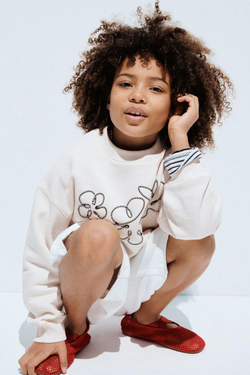 ZARA ТОЛСТОВКА С ЦВЕТОЧНЫМ ШНУРКОМ, ЭКРЮ