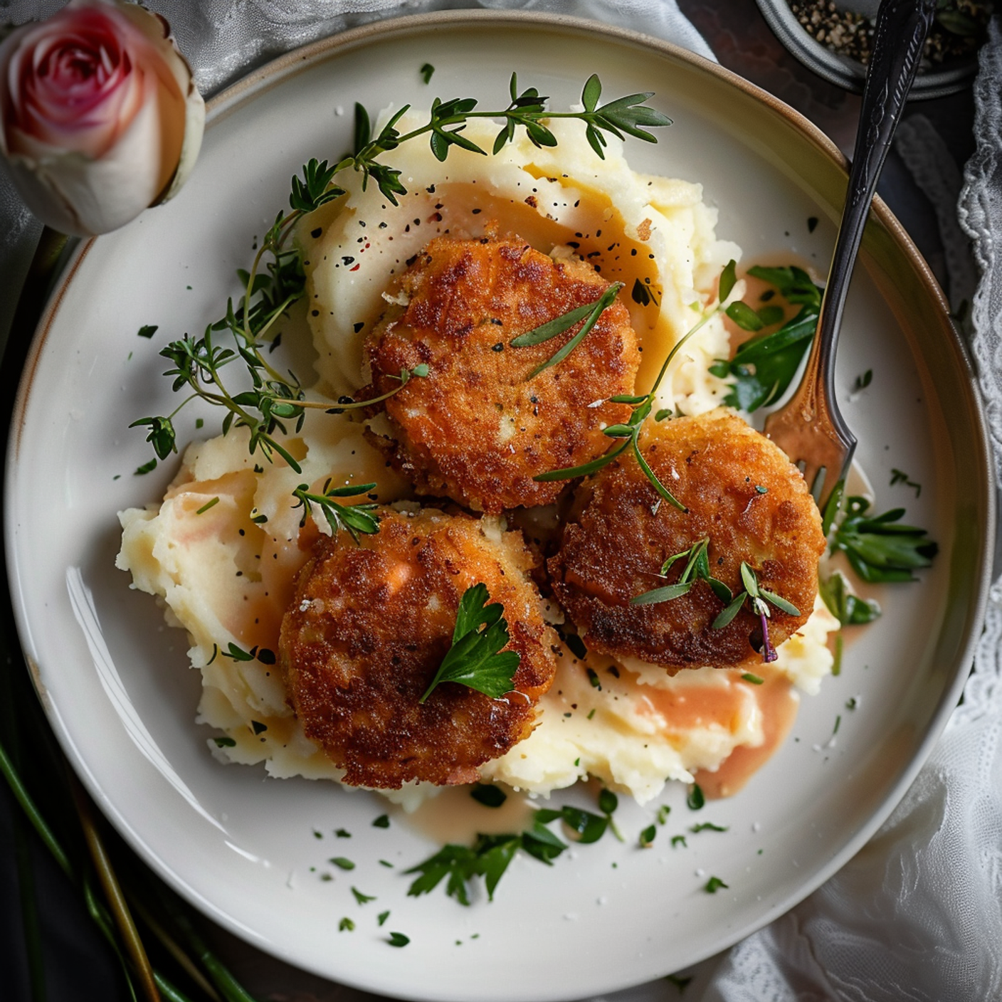 Нежные рыбные котлеты из лосося + пюре