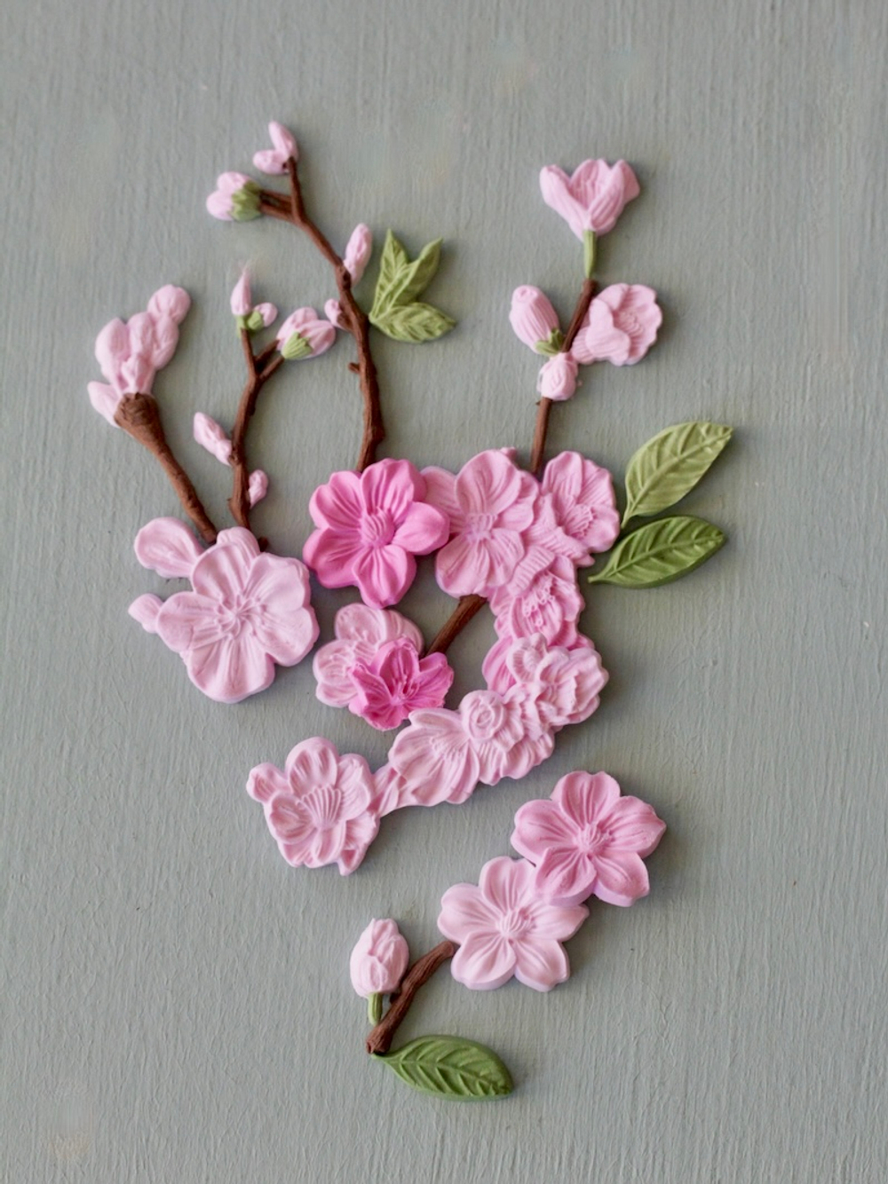 Прямоугольный молд "Вишня, саккура с листьями и ветками"